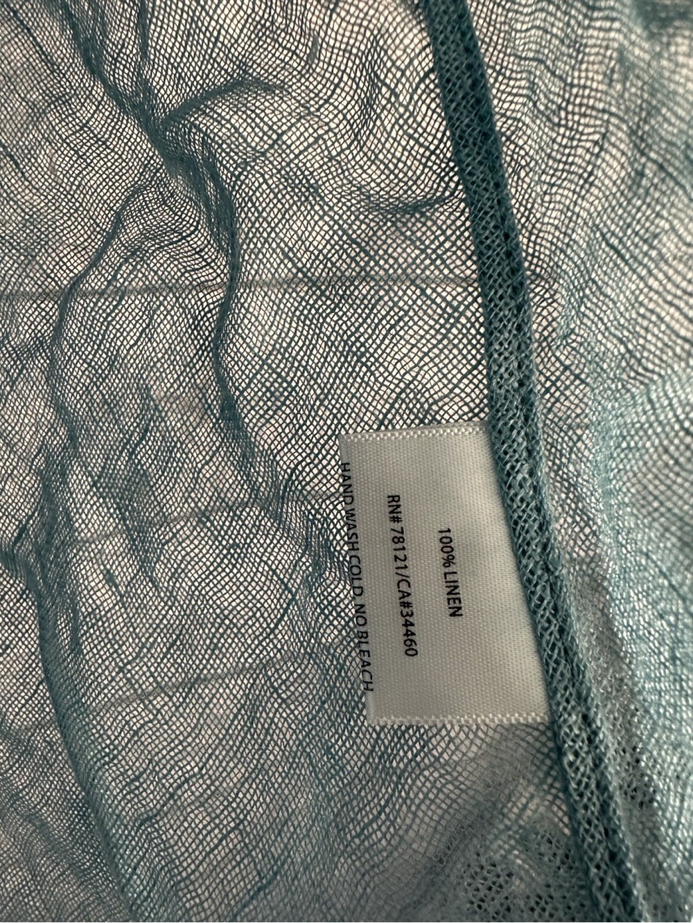 EILEEN FISHER Bayberry Blue Linen Gauze Scoop Neck Long Top Size Small - Picture 4 of 5